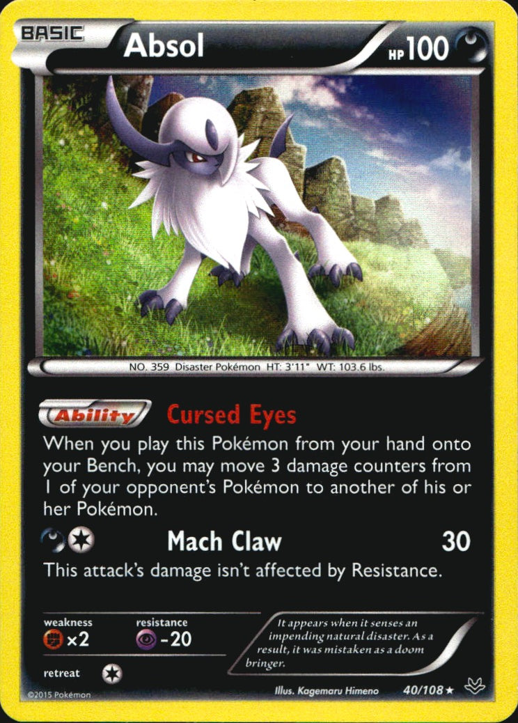 Absol 40/108 Holo Rare Roaring Skies Pokemon Near Mint
