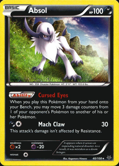 Absol 40/108 Holo Rare Roaring Skies Pokemon Near Mint