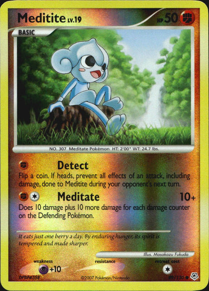 Meditite 89/130 Common Diamond & Pearl Pokemon Reverse Holo Near Mint