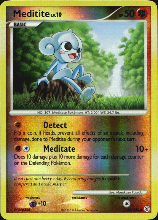 Meditite 89/130 Common Diamond & Pearl Pokemon Reverse Holo Near Mint