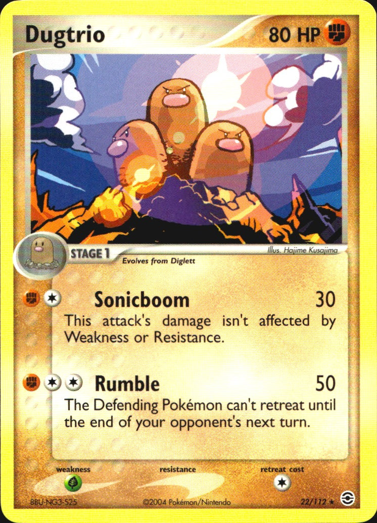 Dugtrio 22/112 Rare FireRed & LeafGreen Pokemon Near Mint
