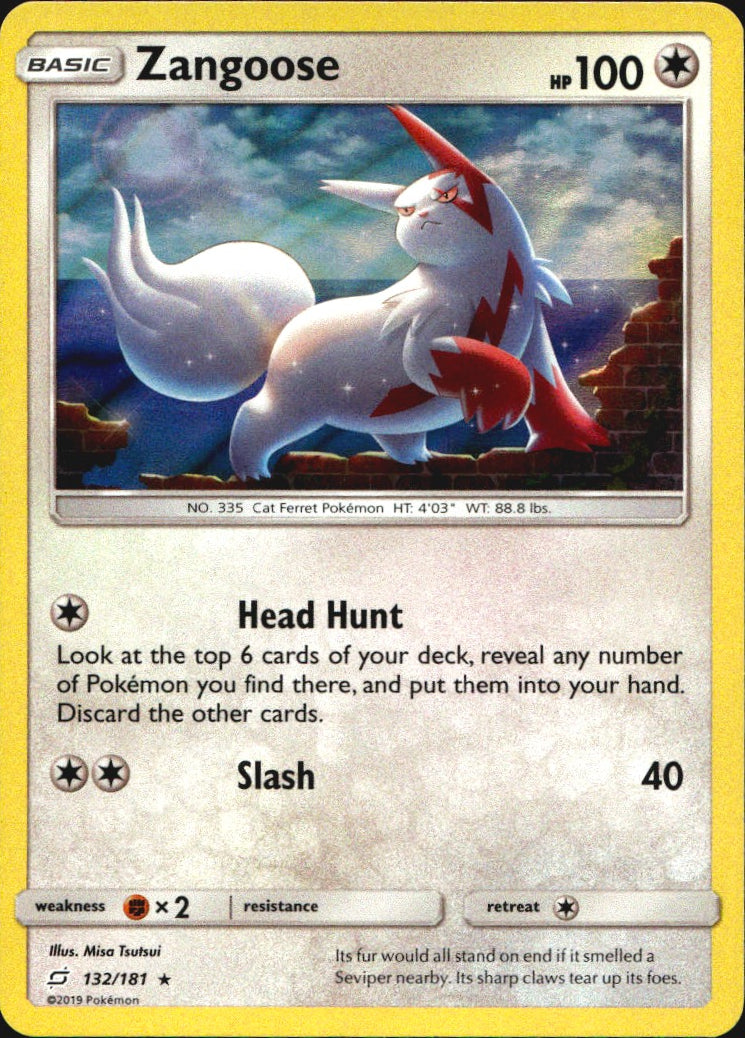 Zangoose 132/181 Holo Rare Team Up Pokemon Reverse Holo Near Mint