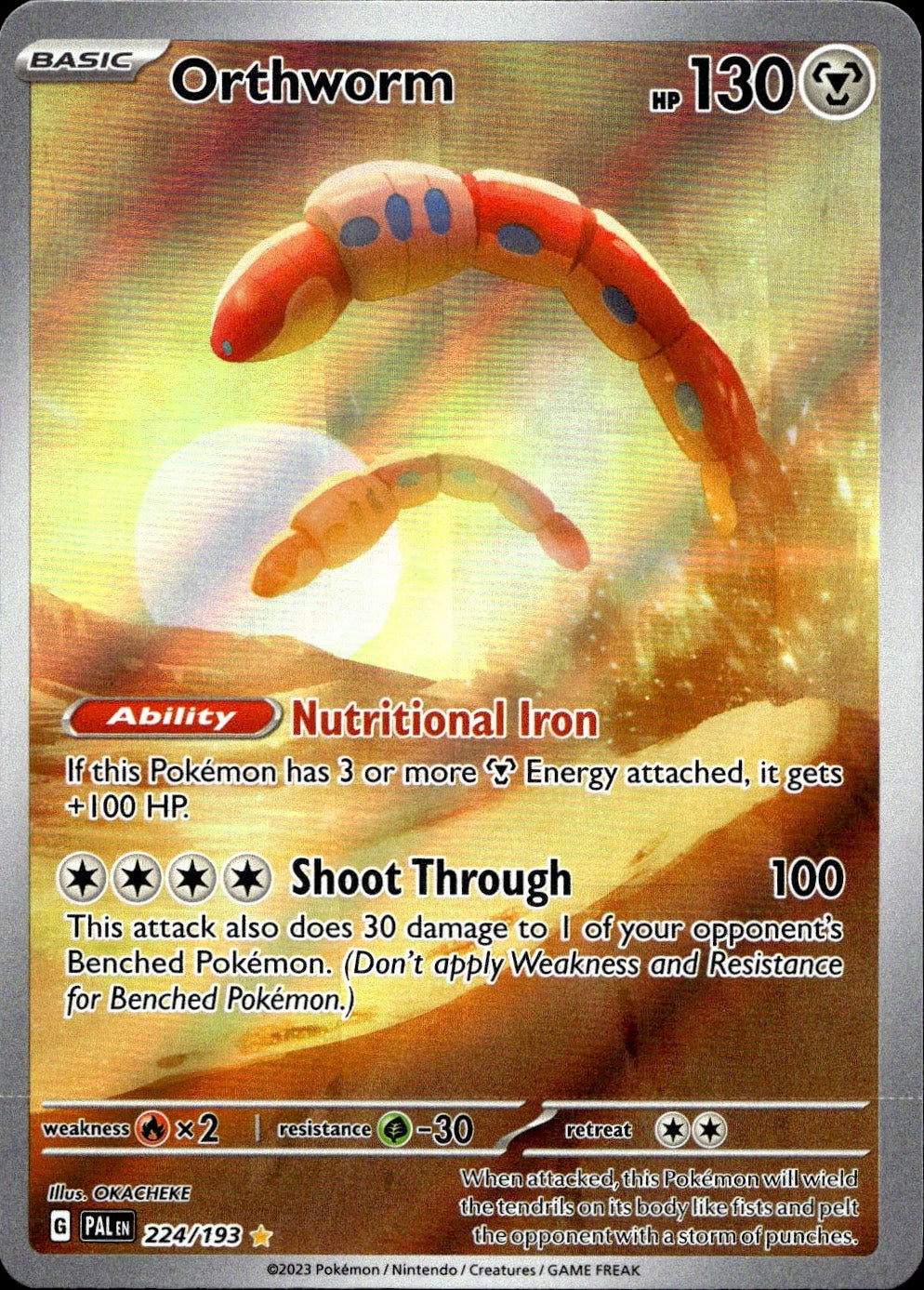 Orthworm 224/193 Illustration Rare Paldea Evolved Pokemon Near Mint