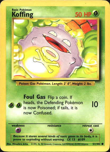 Koffing 51/102 Common Base Set Pokemon Near Mint