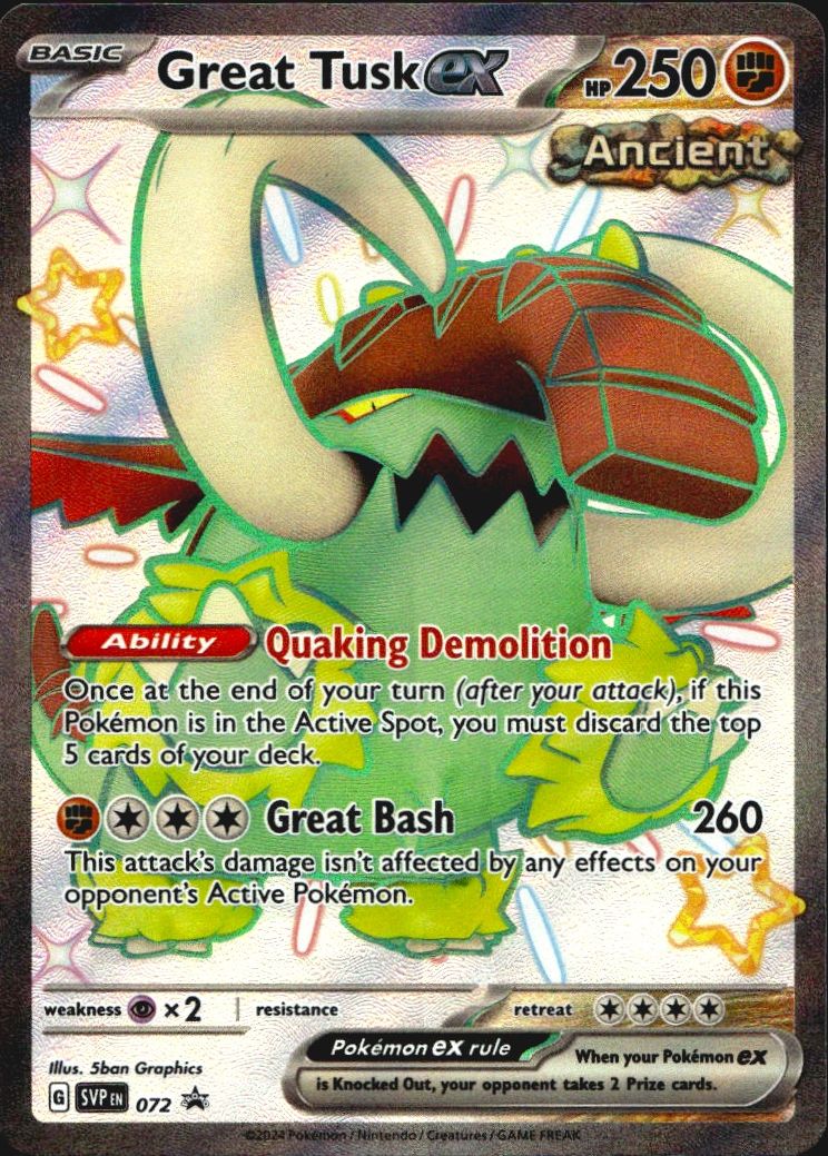 Great Tusk ex 072 Promo Scarlet & Violet Pokemon Near Mint