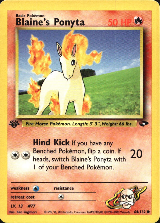 Blaine's Ponyta 64/132 Common Gym Challenge Pokemon 1st Edition Near Mint