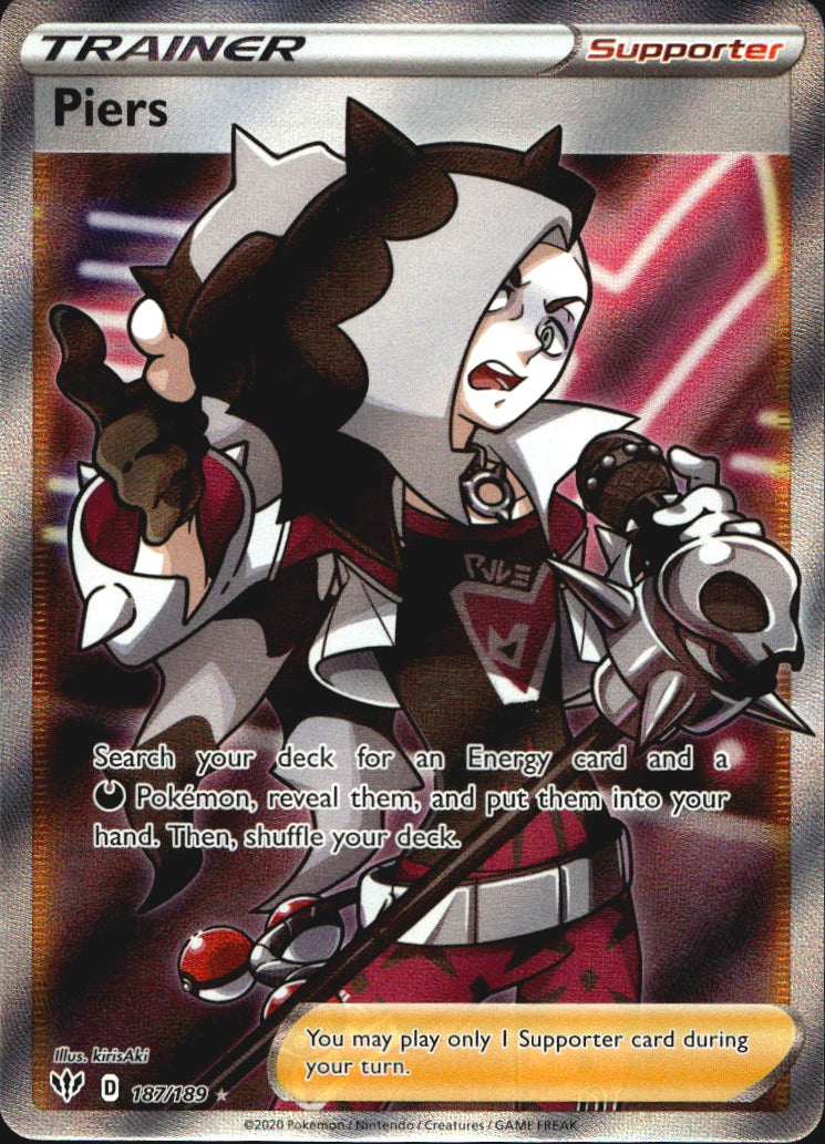 Piers 187/189 Rare Ultra Darkness Ablaze Pokemon Near Mint