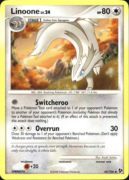 Linoone 43/106 Uncommon Great Encounters Pokemon Near Mint