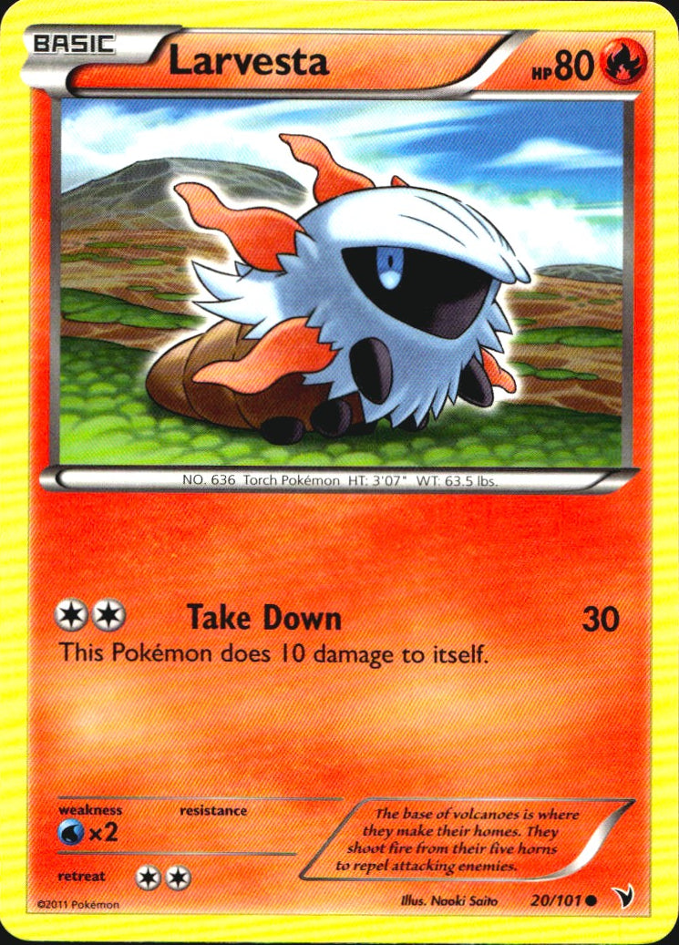 Larvesta 20/101 Common Noble Victories Pokemon Near Mint