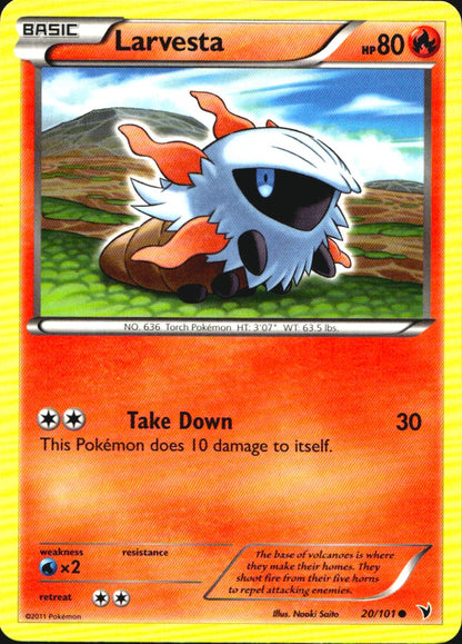 Larvesta 20/101 Common Noble Victories Pokemon Near Mint