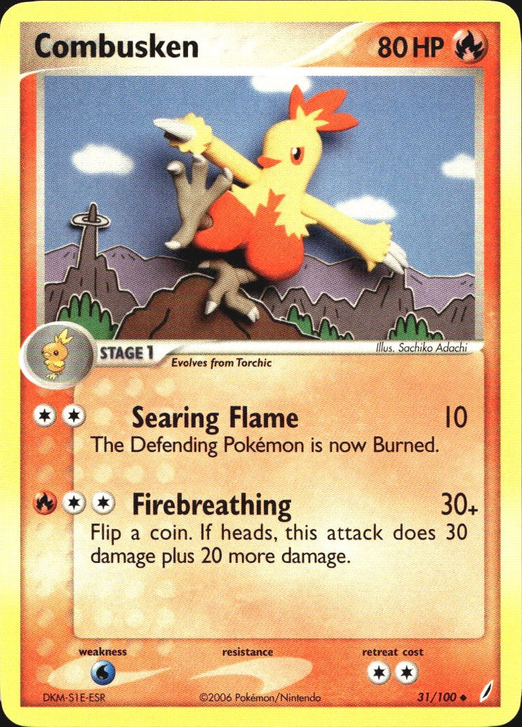 Combusken 31/100 Uncommon Crystal Guardians Pokemon Near Mint