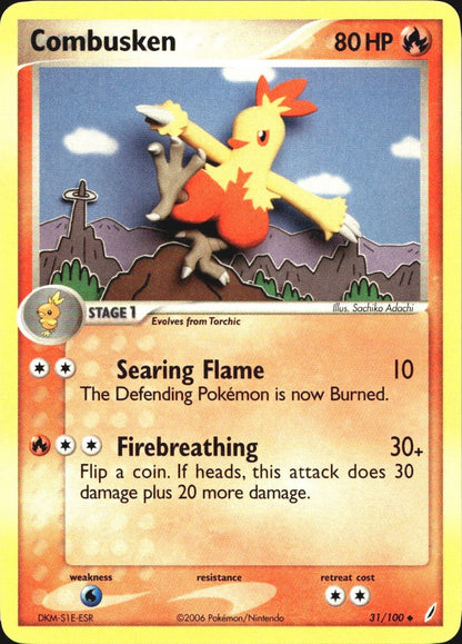 Combusken 31/100 Uncommon Crystal Guardians Pokemon Near Mint
