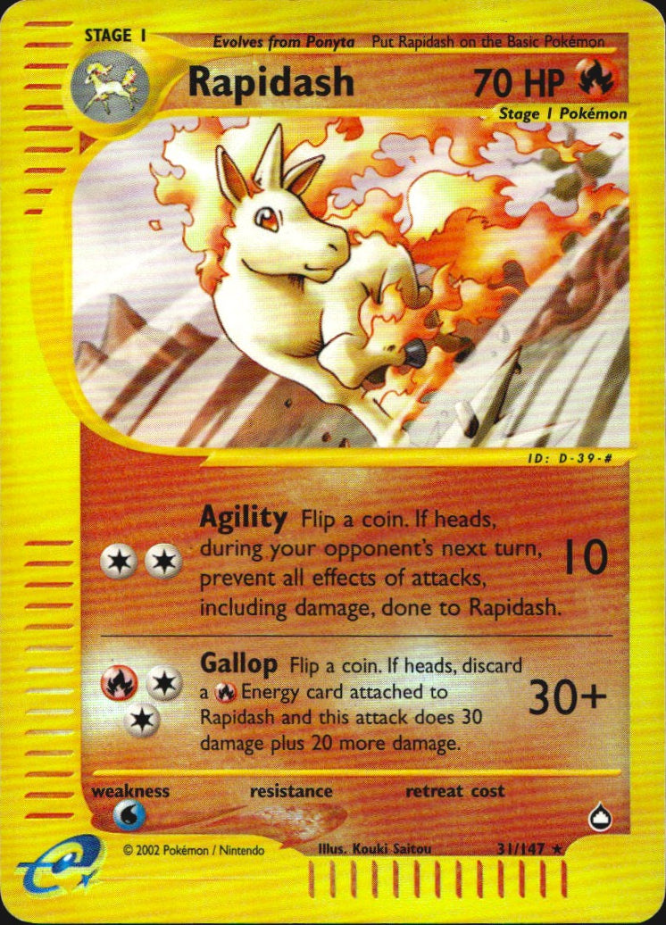 Rapidash 31 Rare Aquapolis Pokemon Reverse Holo Near Mint