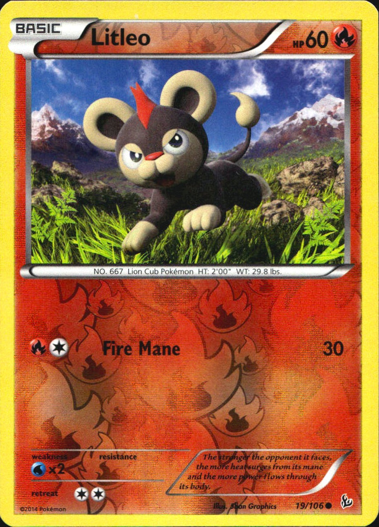 Litleo 19/106 Common Flashfire Pokemon Reverse Holo Near Mint