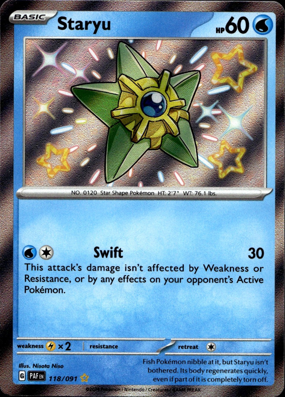 Staryu 118/091 Shiny Rare Paldean Fates Pokemon Near Mint