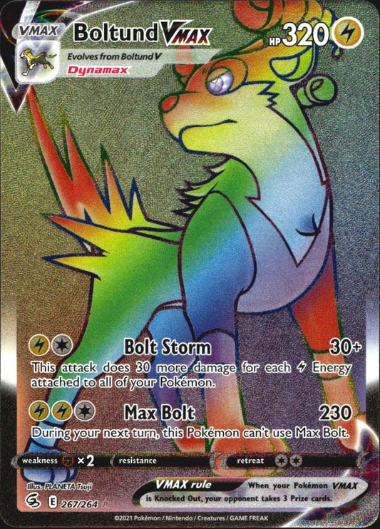 Boltund VMAX 267/264 Rare Rainbow Fusion Strike Pokemon Near Mint