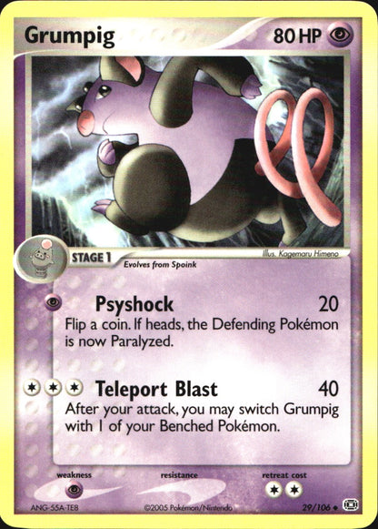 Grumpig 29/106 Uncommon Emerald Pokemon Near Mint