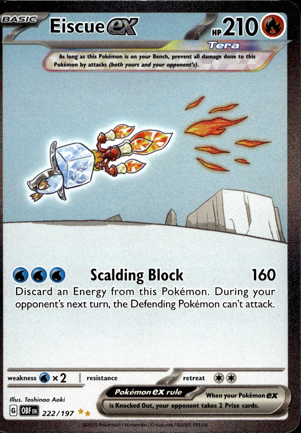Eiscue ex 222/197 Special Illustration Rare Obsidian Flames Pokemon Near Mint