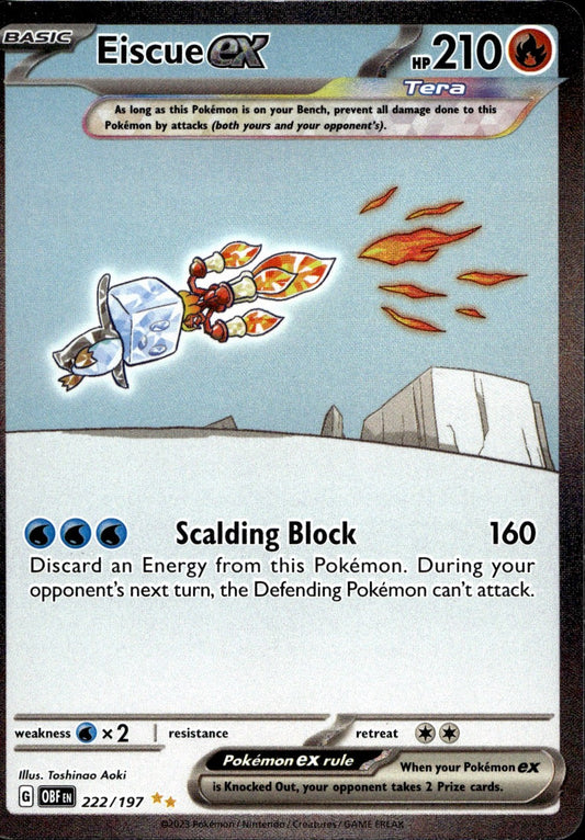 Eiscue ex 222/197 Special Illustration Rare Obsidian Flames Pokemon Near Mint