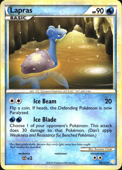 Lapras 24/123 Rare HeartGold & SoulSilver Pokemon Near Mint