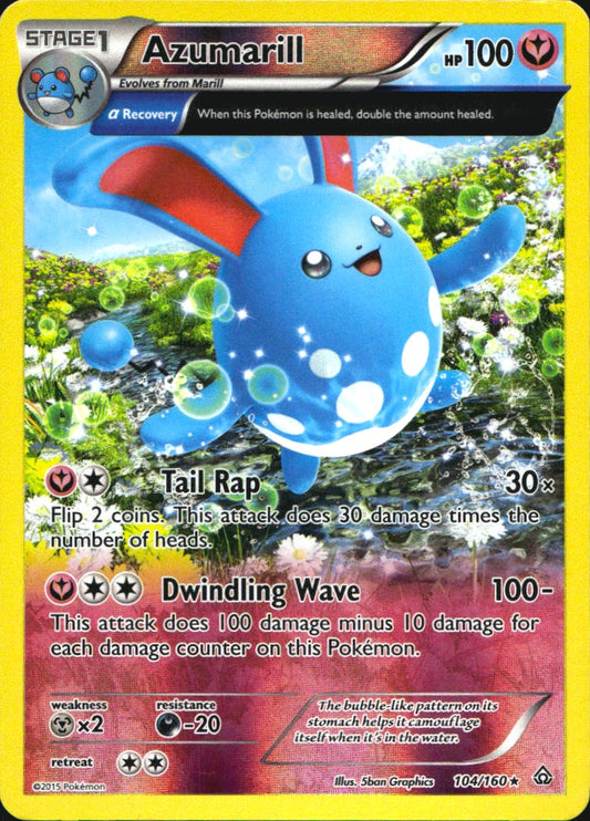 Azumarill 104/160 Holo Rare Primal Clash Pokemon Reverse Holo Near Mint