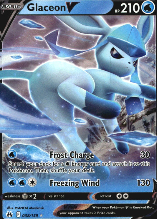 Glaceon V 038/159 Holo Rare V Crown Zenith Pokemon Near Mint