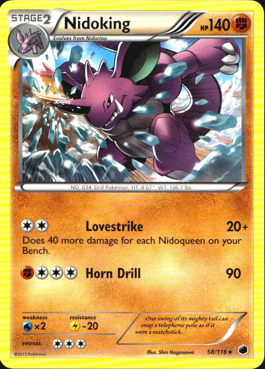 Nidoking 58/116 Rare Plasma Freeze Pokemon Near Mint