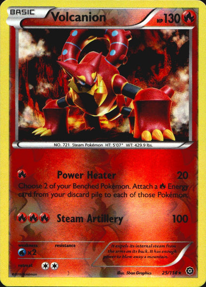 Volcanion 25/114 Rare Steam Siege Pokemon Reverse Holo Near Mint