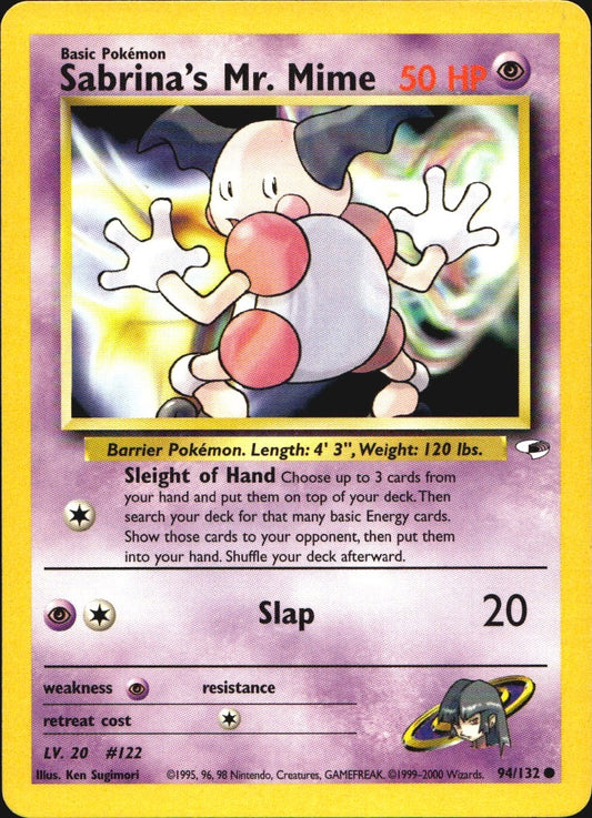 Sabrina's Mr. Mime 94/132 Common Gym Heroes Pokemon Near Mint