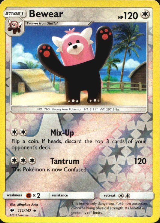 Bewear 111/147 Rare Burning Shadows Pokemon Reverse Holo Near Mint