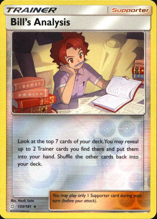 Bill's Analysis 133/181 Holo Rare Team Up Pokemon Reverse Holo Near Mint