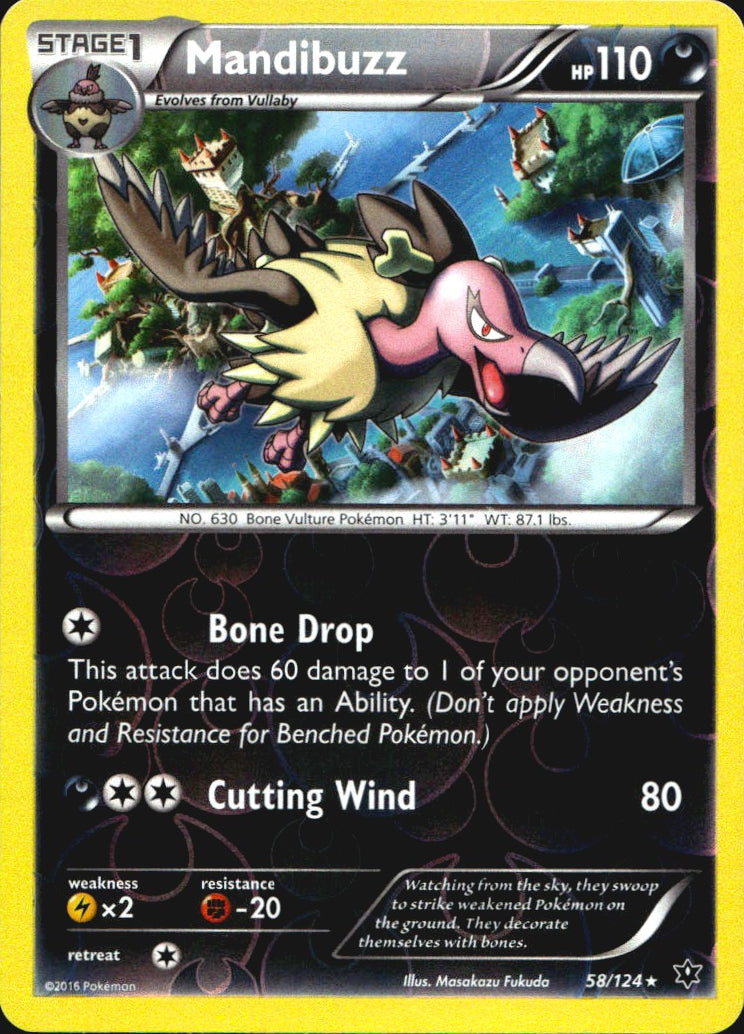 Mandibuzz 58/124 Rare Fates Collide Pokemon Reverse Holo Near Mint