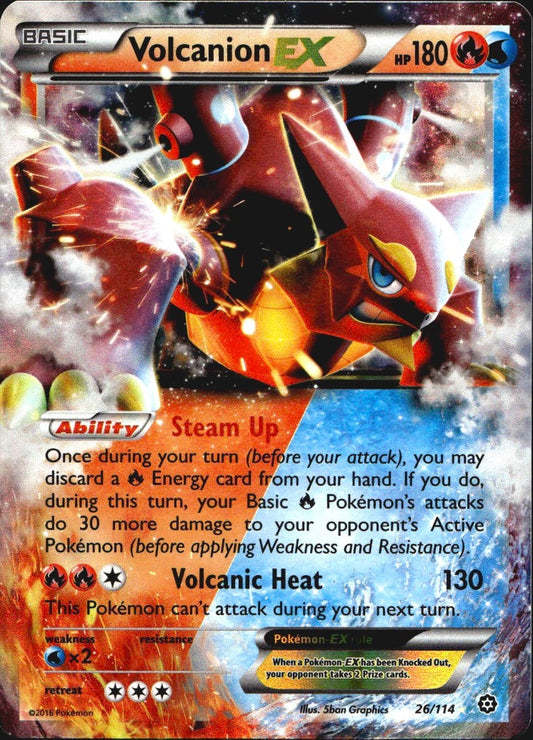 Volcanion EX 26/114 Holo EX Rare Steam Siege Pokemon Near Mint