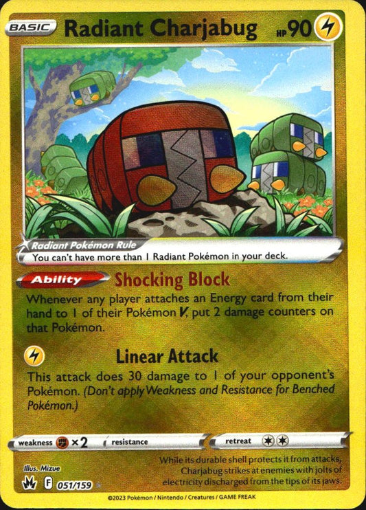 Radiant Charjabug 051/159 Radiant Rare Crown Zenith Pokemon Near Mint