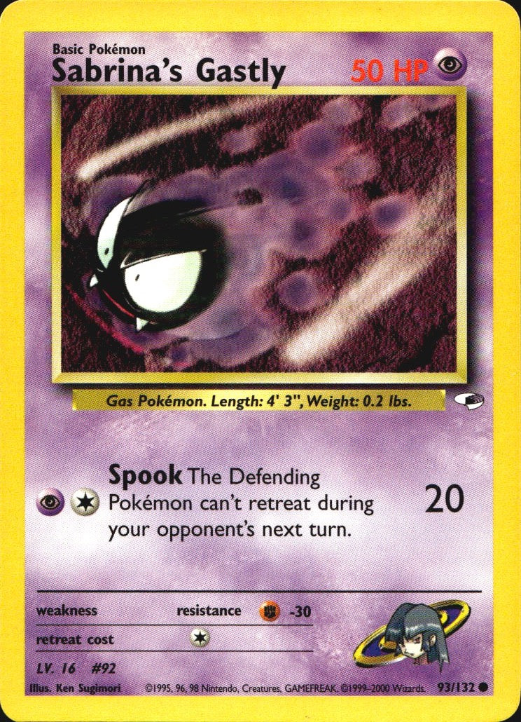 Sabrina's Gastly 93/132 Common Gym Heroes Pokemon Near Mint