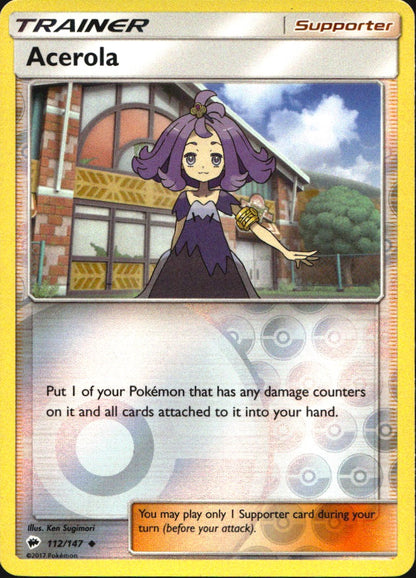 Acerola 112/147 Uncommon Burning Shadows Pokemon Reverse Holo Near Mint