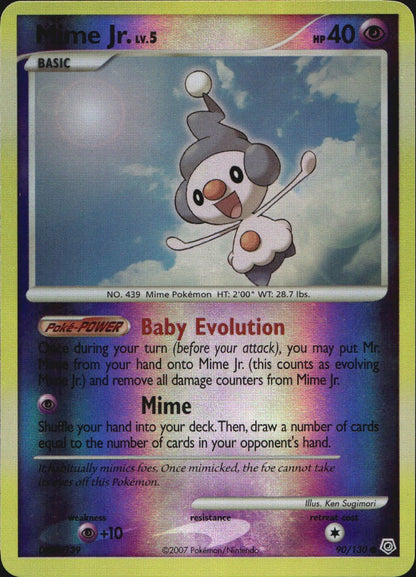 Mime Jr. 90/130 Common Diamond & Pearl Pokemon Reverse Holo Near Mint