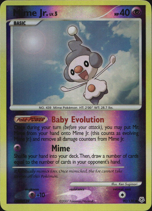 Mime Jr. 90/130 Common Diamond & Pearl Pokemon Reverse Holo Near Mint