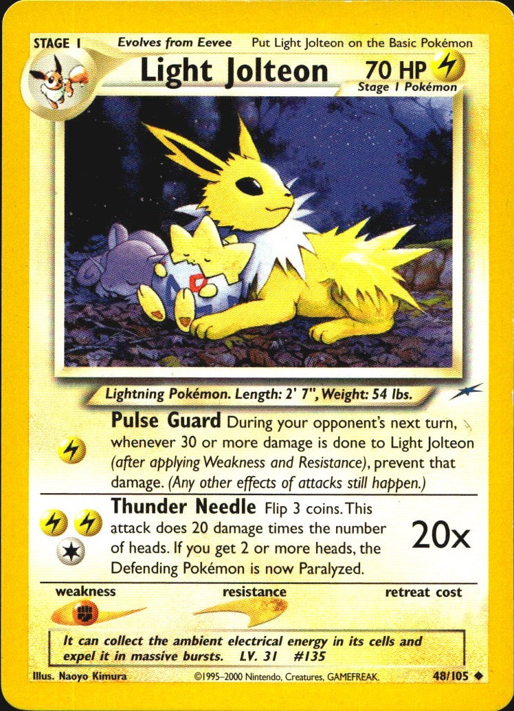 Light Jolteon 48/105 Uncommon Neo Destiny Pokemon Lightly Played