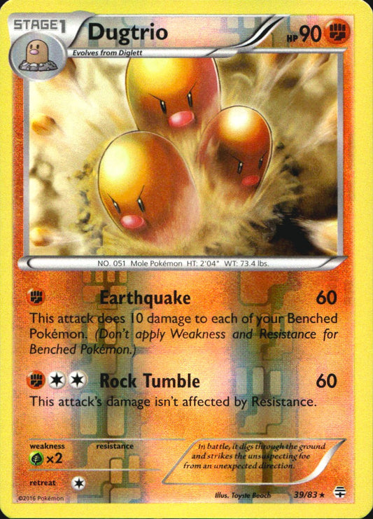 Dugtrio 39/83 Rare Generations Pokemon Reverse Holo Near Mint