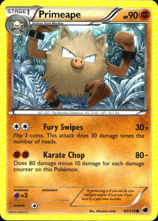 Primeape 60/116 Common Plasma Freeze Pokemon Near Mint