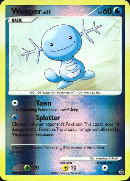 Wooper 118/132 Common Secret Wonders Pokemon Reverse Holo Near Mint