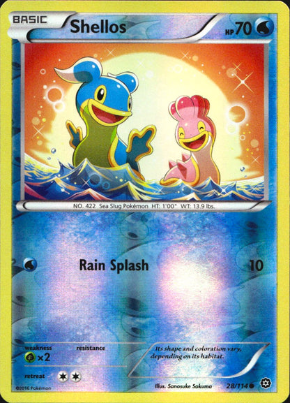 Shellos 28/114 Common Steam Siege Pokemon Reverse Holo Near Mint