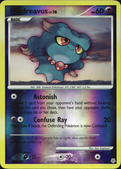 Misdreavus 91/130 Common Diamond & Pearl Pokemon Reverse Holo Near Mint