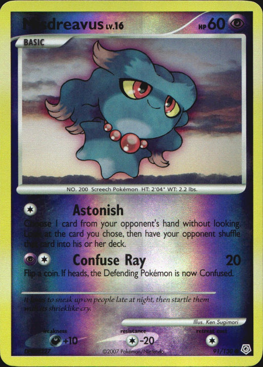 Misdreavus 91/130 Common Diamond & Pearl Pokemon Reverse Holo Near Mint