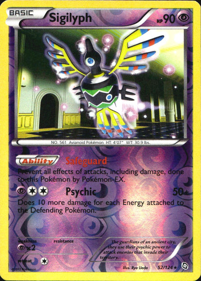 Sigilyph 52/124 Holo Rare Dragons Exalted Pokemon Reverse Holo Near Mint