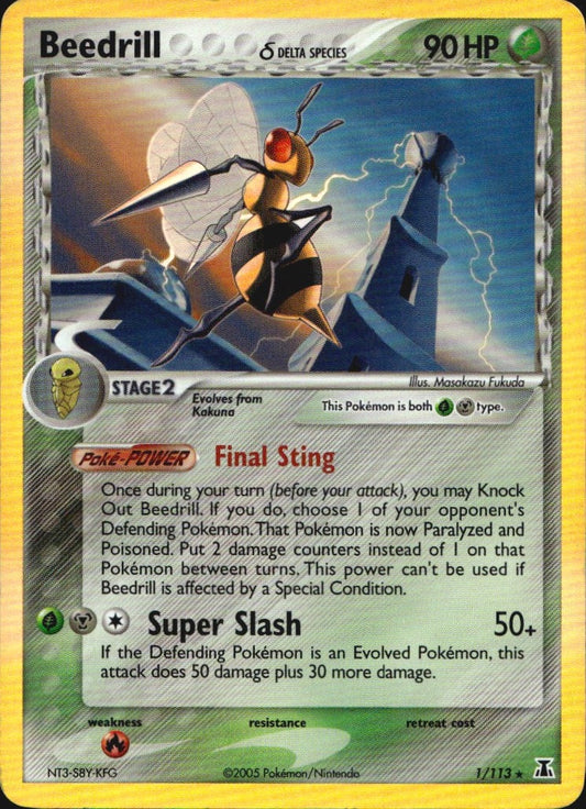 Beedrill 1/113 Holo Rare Delta Species Pokemon Lightly Played