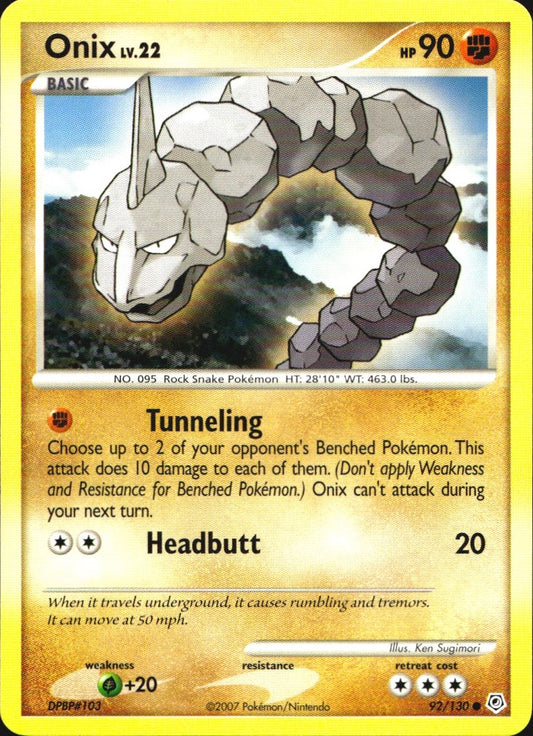 Onix 92/130 Common Diamond & Pearl Pokemon Near Mint
