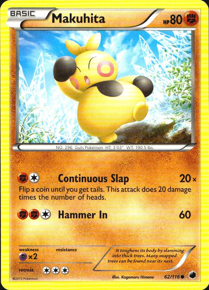 Makuhita 62/116 Common Plasma Freeze Pokemon Near Mint