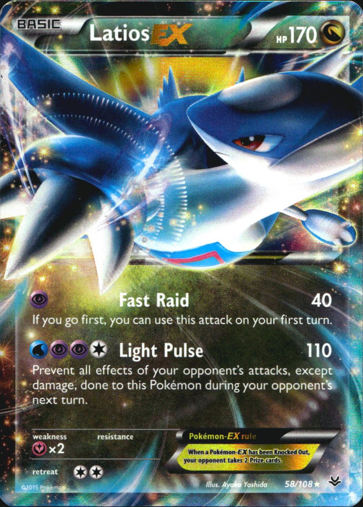 Latios EX 58/108 Holo Rare EX Roaring Skies Pokemon Near Mint